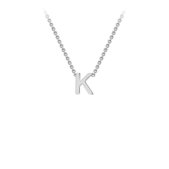 9K White Gold 'K' Initial Adjustable Letter Necklace 38/43cm