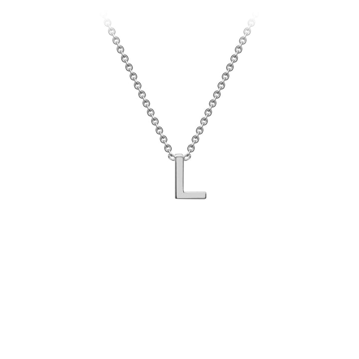 9K White Gold 'L' Initial Adjustable Letter Necklace 38/43cm