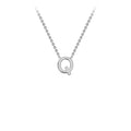 9K White Gold 'Q' Initial Adjustable Letter Necklace 38/43cm