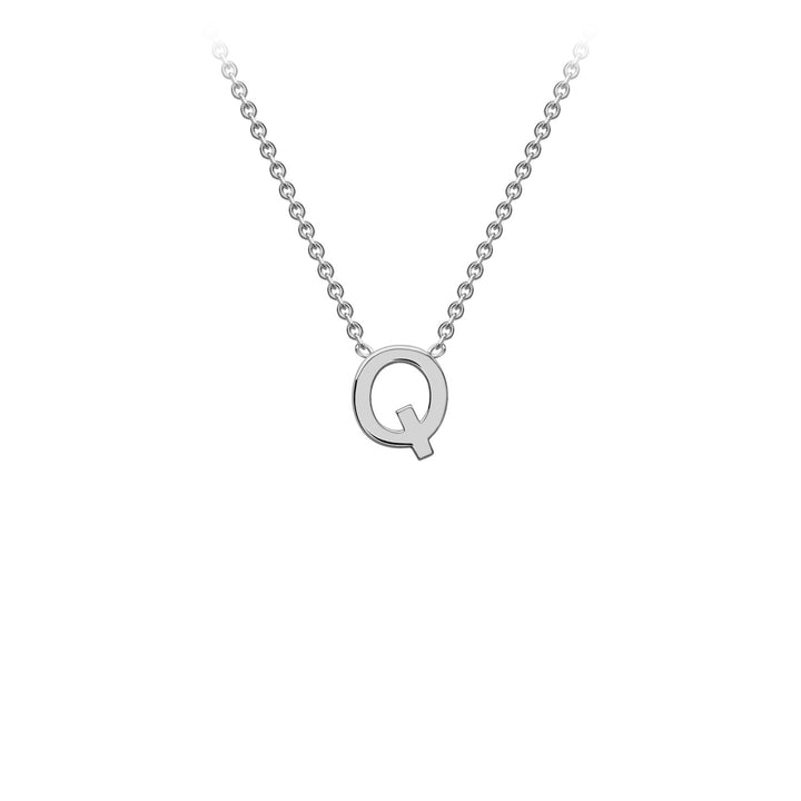 9K White Gold 'Q' Initial Adjustable Letter Necklace 38/43cm