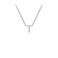 9K White Gold 'T' Initial Adjustable Letter Necklace 38/43cm