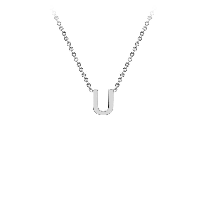 9K White Gold 'U' Initial Adjustable Letter Necklace 38/43cm