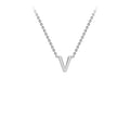 9K White Gold 'V' Initial Adjustable Letter Necklace 38/43cm