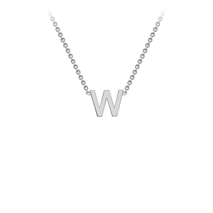 9K White Gold 'W' Initial Adjustable Letter Necklace 38/43cm
