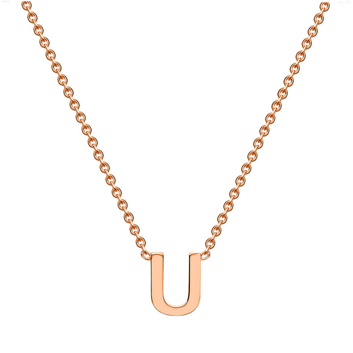 9K Rose Gold 'U' Initial Adjustable Letter Necklace 38/43cm - image 2