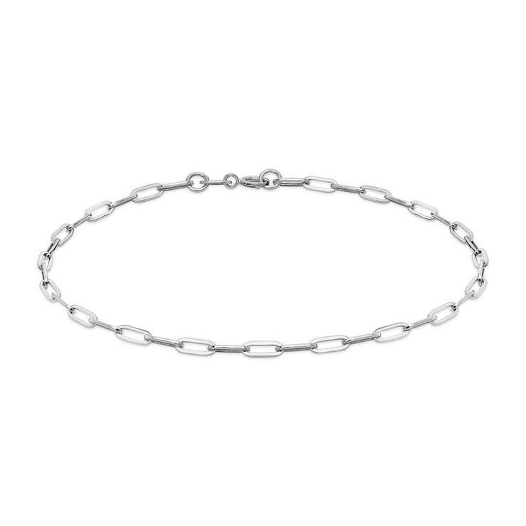 9K White Gold Thin Paper Chain Bracelet 18.5cm | The Jewellery Boutique