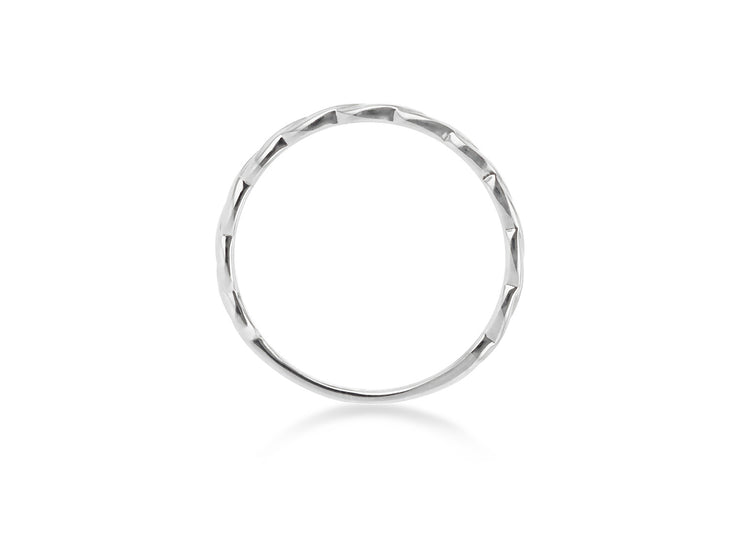 9K White Gold Twist Slim Stacker Ring