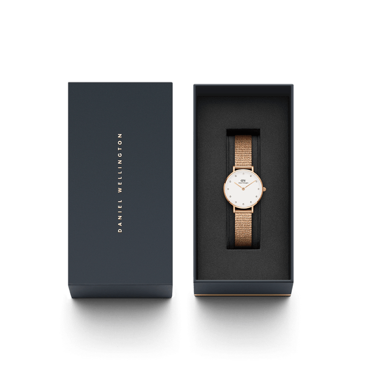 Daniel Wellington Petite 28 Pressed Melrose Lumine Rose Gold & White Watch