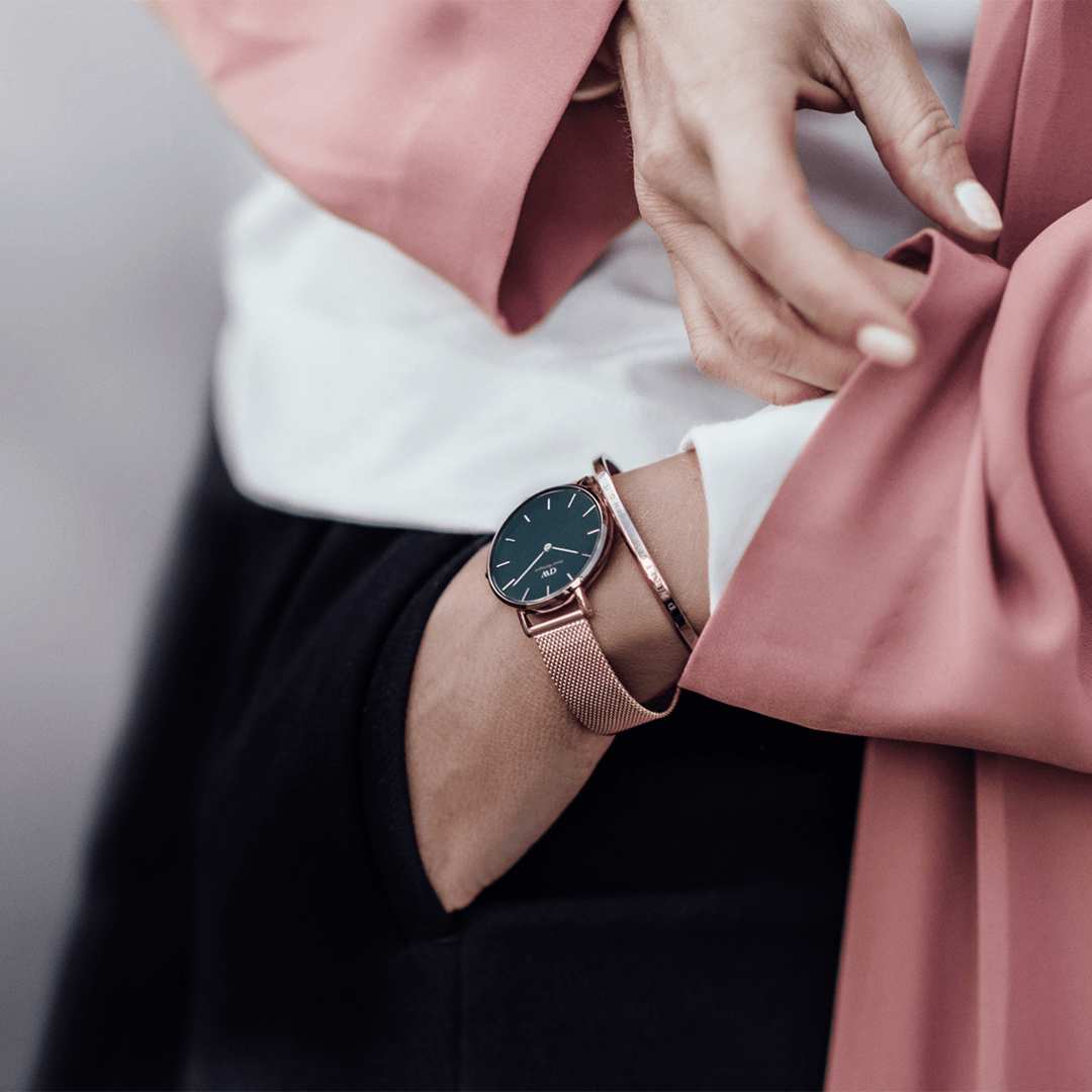 Petite 32 Melrose Rose Gold & Black Watch