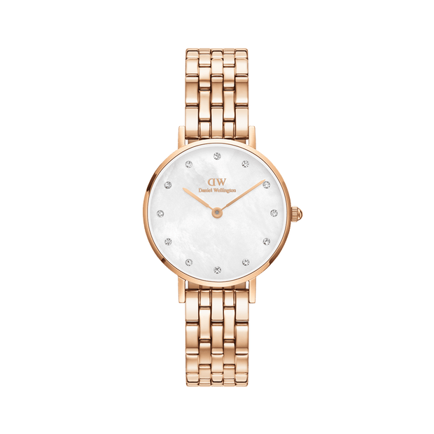 Daniel Wellington Petite Lumine 28 5-Link Rose Gold & Mother of Pearl White Watch