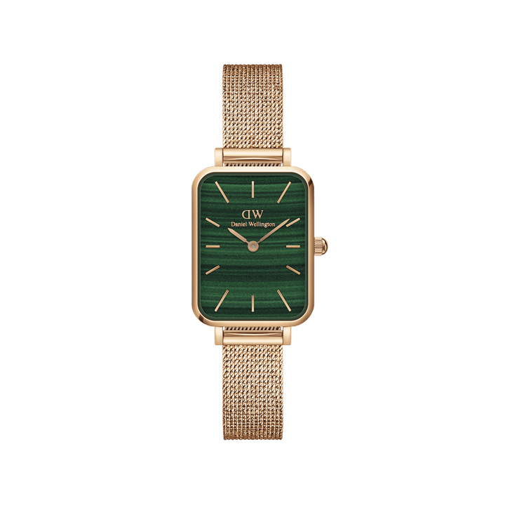 Daniel Wellington Quadro 20X26 Pressed Melrose Rose Gold & Green Watch