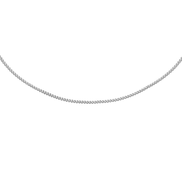 18K White Gold Solid Diamond Cut Curb Chain 40cm | The Jewellery Boutique