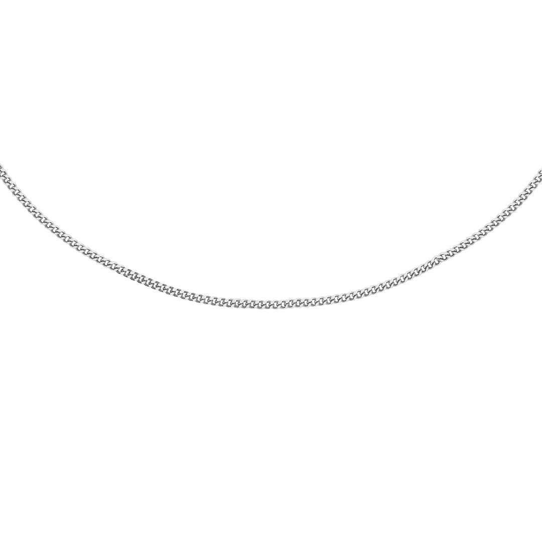 18K White Gold Solid Diamond Cut Curb Chain | The Jewellery Boutique