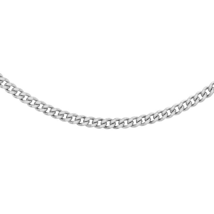 18K White Gold Solid Diamond Cut Curb Chain 45cm | The Jewellery Boutique