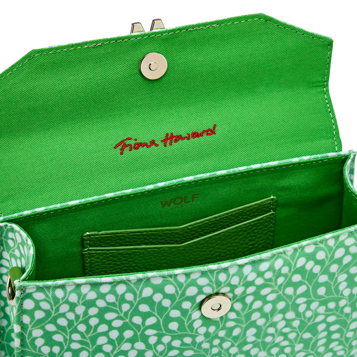 Wolf Evie Collection Large Bag with Green Leaves Print