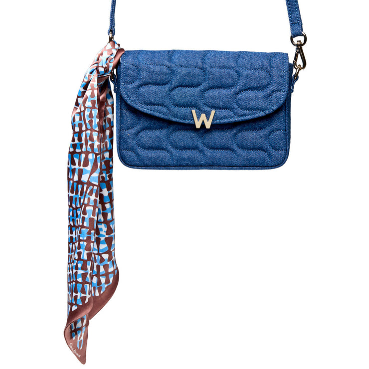 Wolf Mimi Swirl Cross Body Bag with Scarf Denim