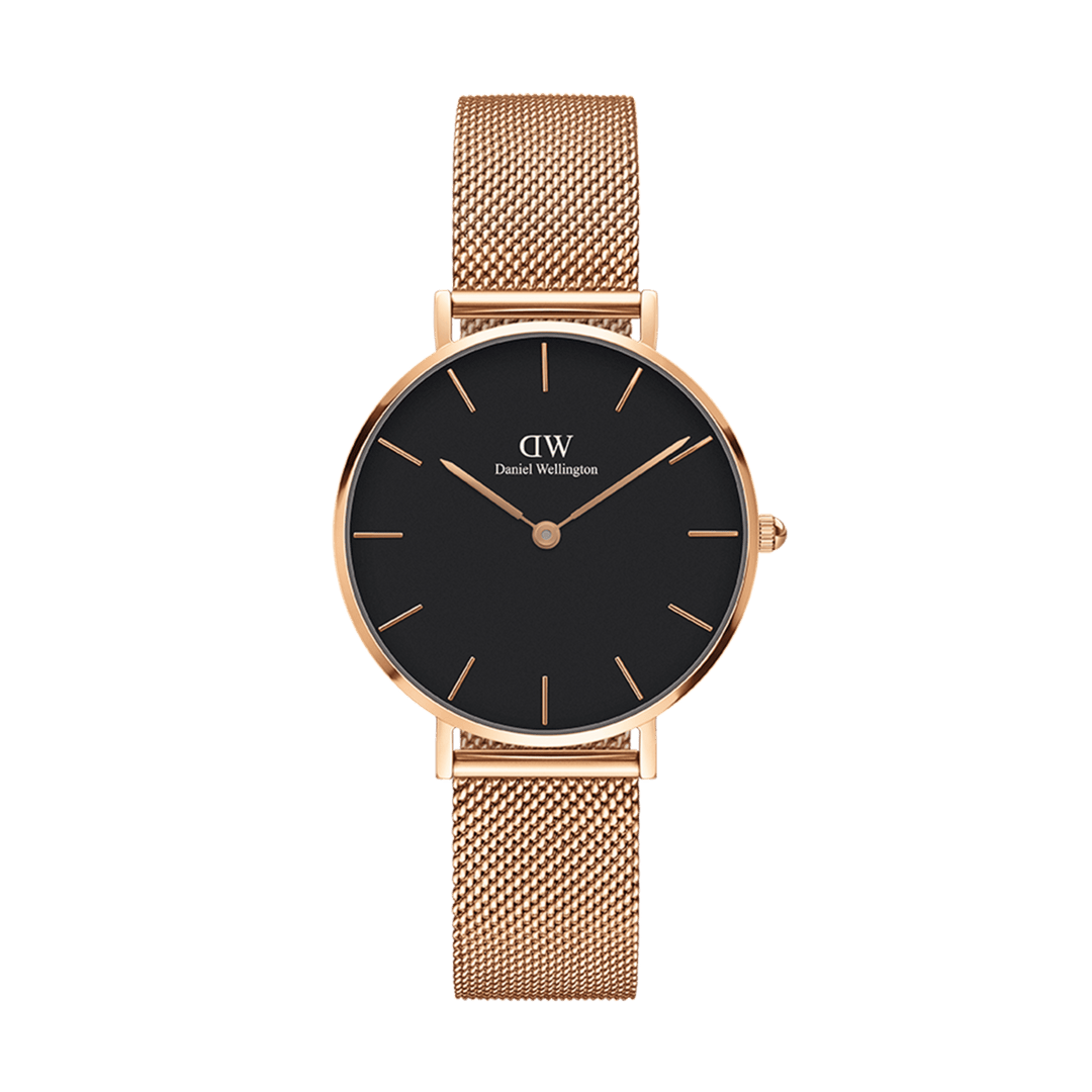 Petite 32 Melrose Rose Gold & Black Watch