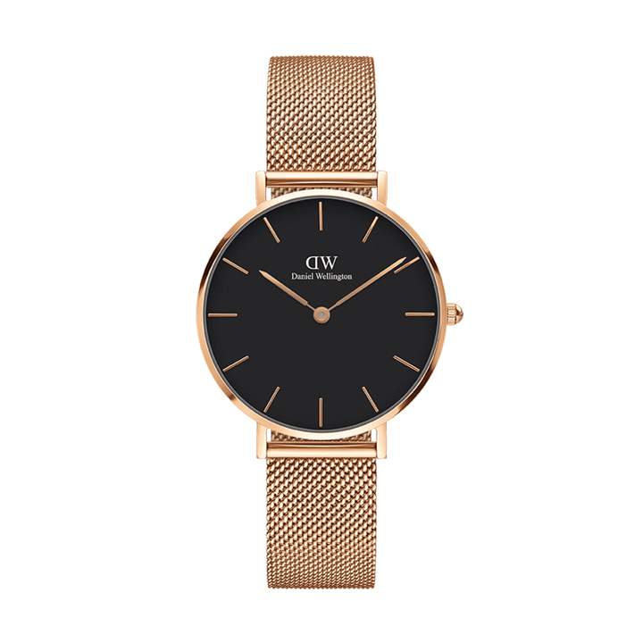 Petite 32 Melrose Rose Gold & Black Watch