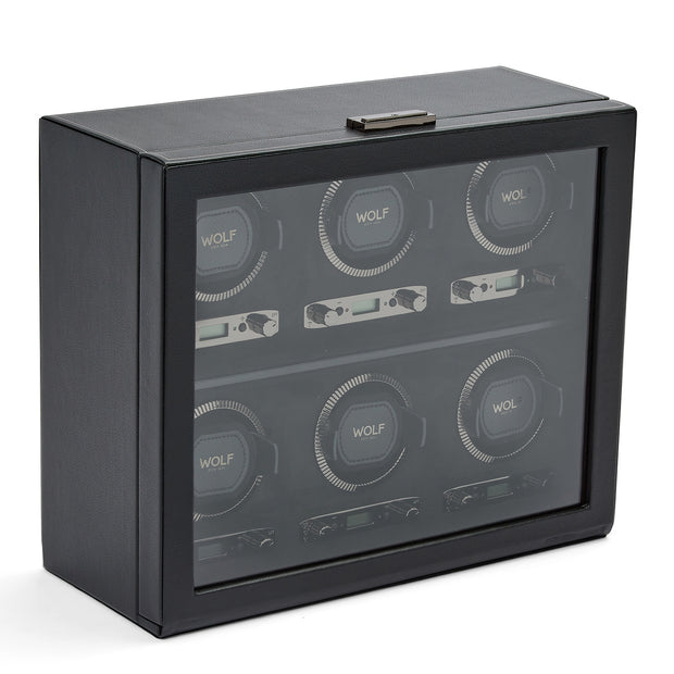 Wolf British Racing 6 Piece Watch Winder Black