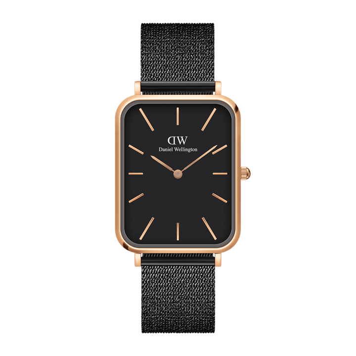 Daniel Wellington Quadro 20X26 Pressed Ashfield Rose Gold & Black Watch