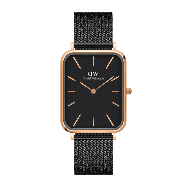 Daniel Wellington Quadro 20X26 Pressed Ashfield Rose Gold & Black Watch