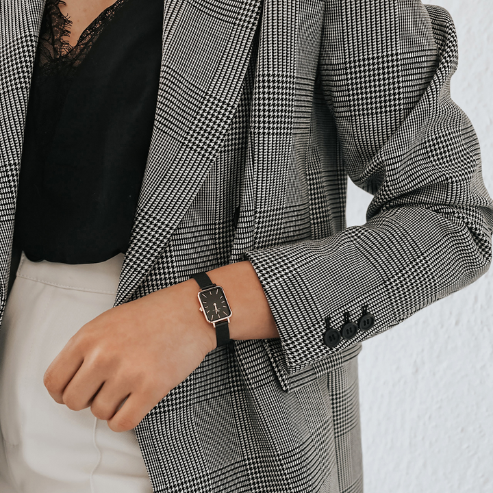 Daniel Wellington Quadro 29X36.5 Pressed Ashfield Rose Gold & Black Watch