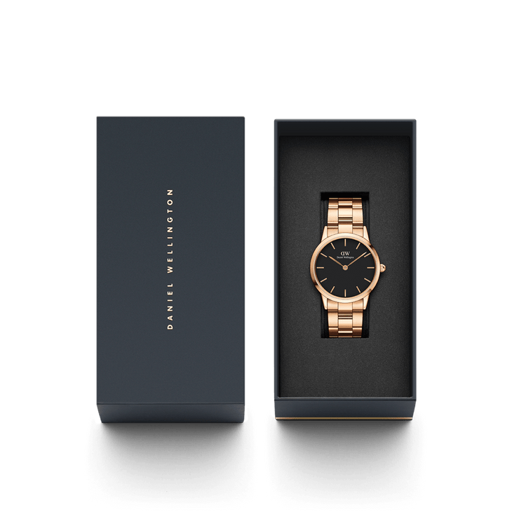 Daniel Wellington Iconic Link 36 Rose Gold & Black Watch