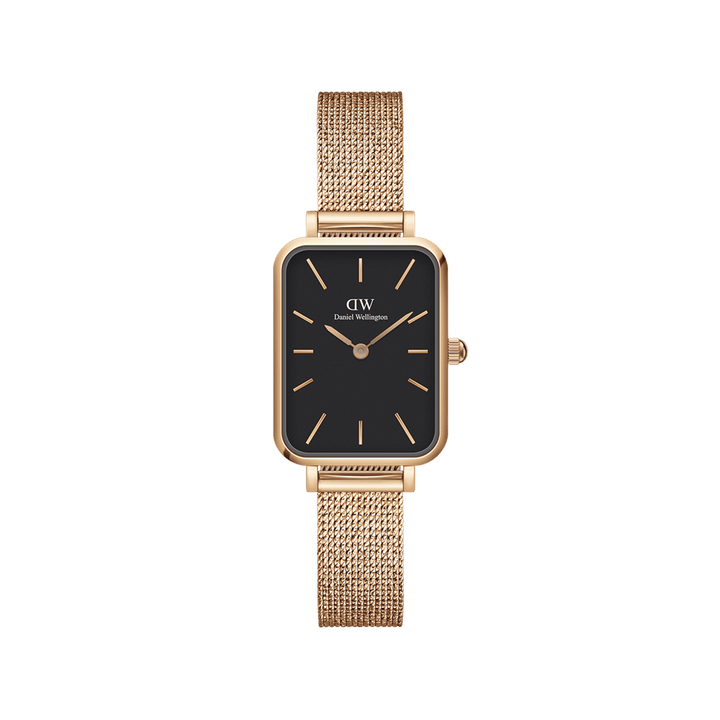 Daniel Wellington Quadro 20X26 Pressed Melrose Rose Gold & Black Watch