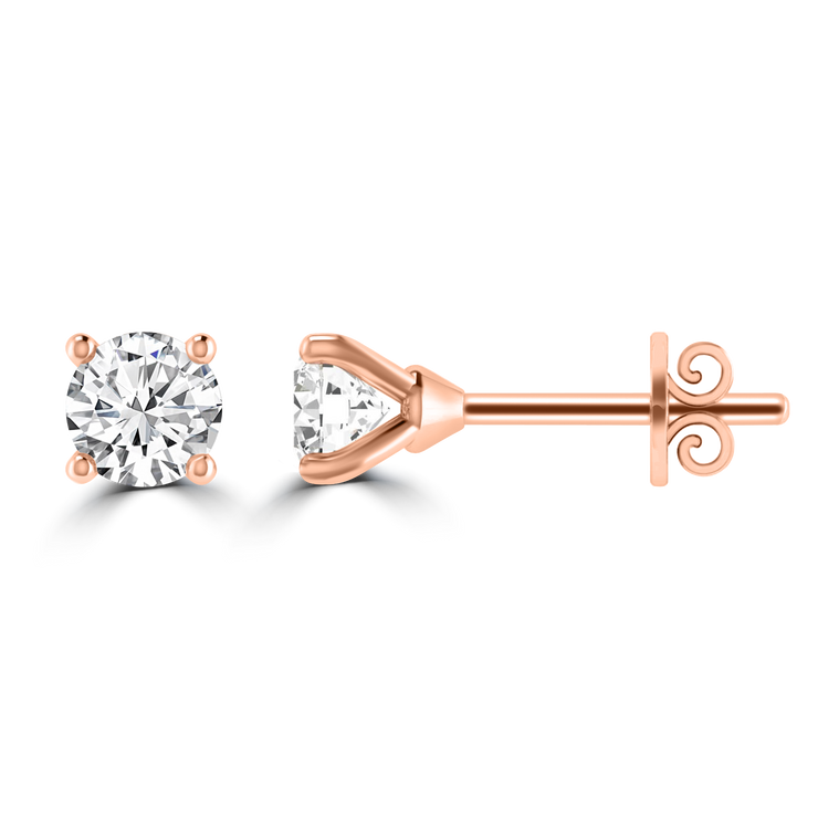 0.50ct GH I1 Diamond 4 Claw Studs in 9K Rose Gold