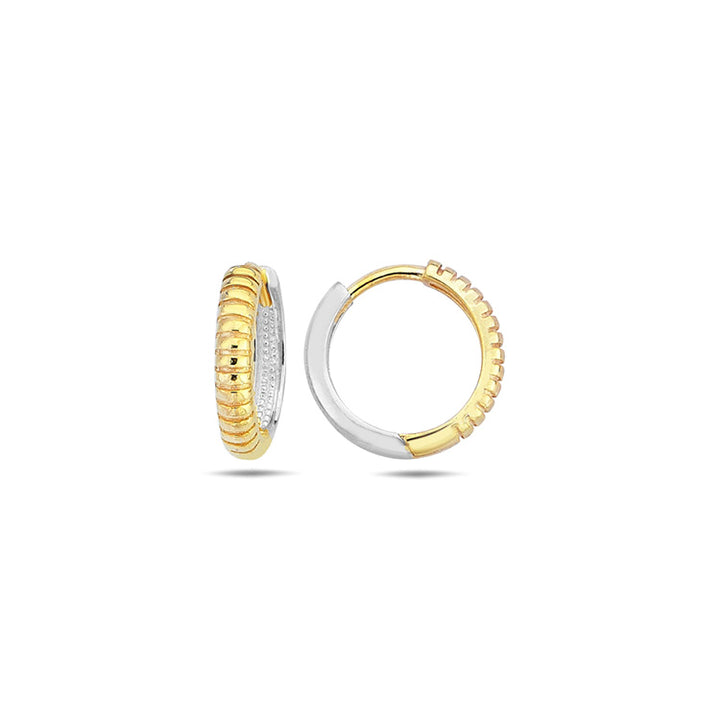 9K Yellow Gold & White Gold Grove Huggie Earrings 14mm