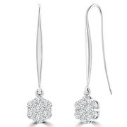 Cluster Hook Diamond Earrings with 0.10ct Diamonds in 9K White Gold - 9WSH10GH