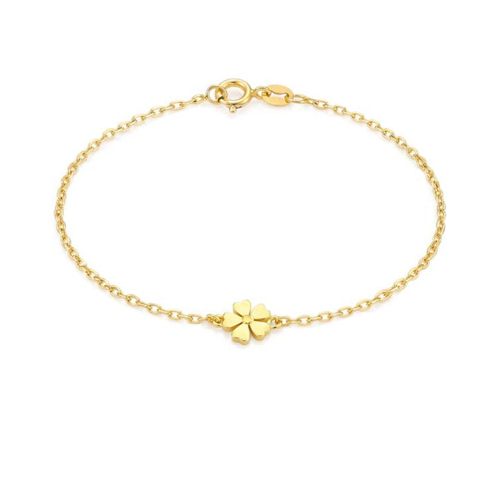 9K Yellow Gold Flower Bracelet 17-19cm