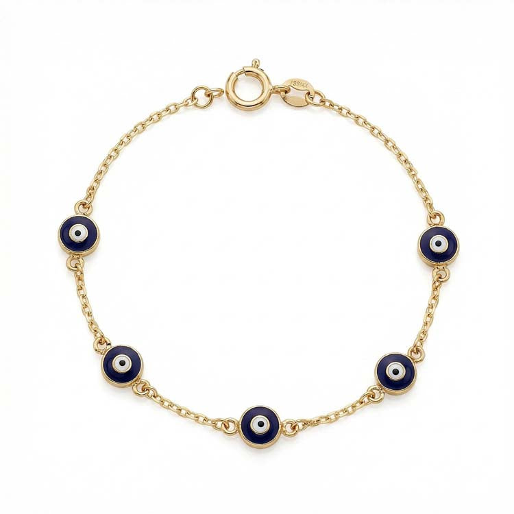 9K Yellow Gold Nazar Bracelet 19cm