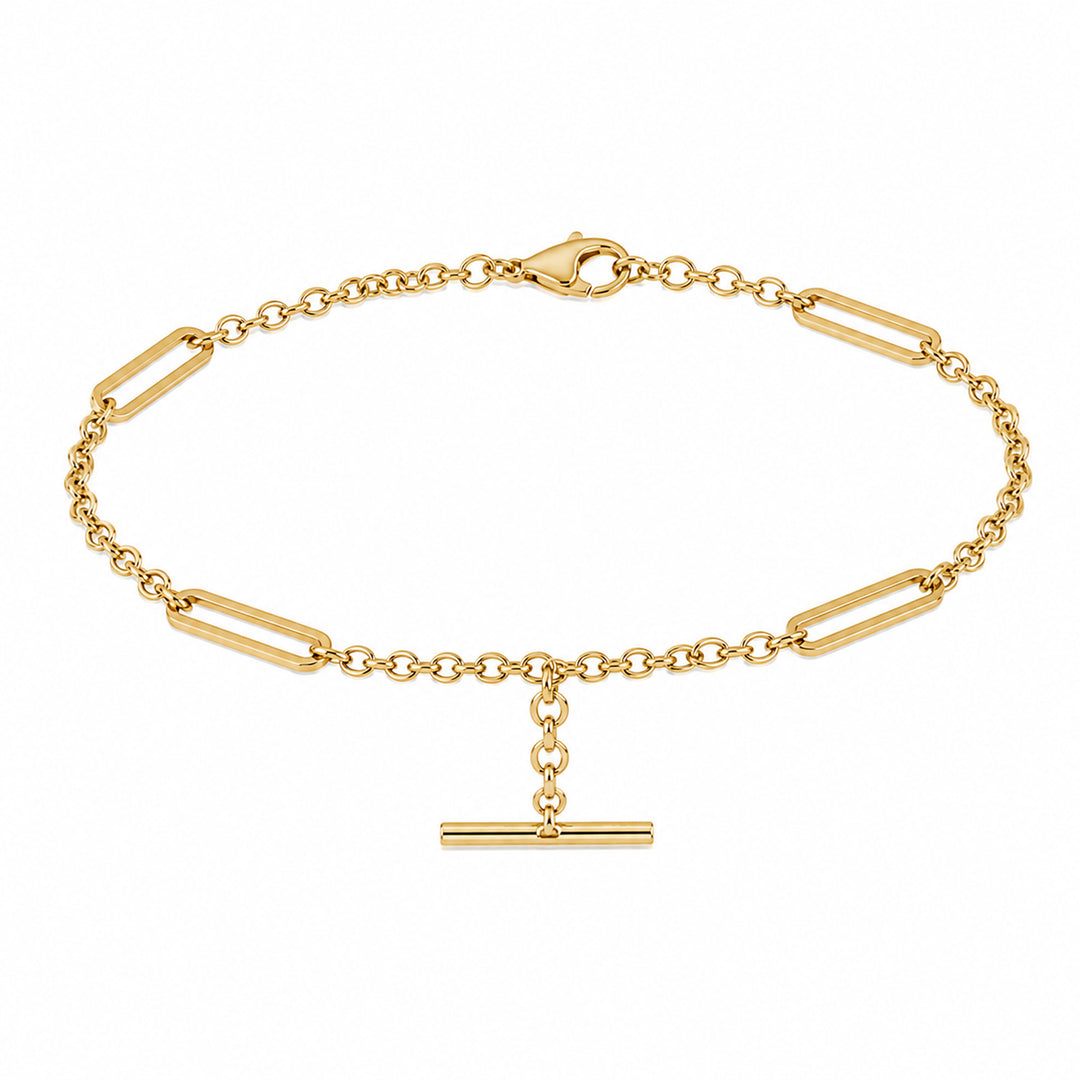 9K Yellow Gold Heirloom Belcher Fob Bracelet 19cm