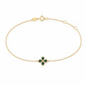 9K Yellow Gold Malachite Clover Bracelet 17-19cm