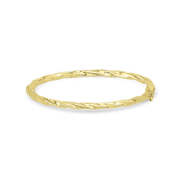 9K Yellow Gold Twisted Hollow Bangle 60mm | The Jewellery Boutique