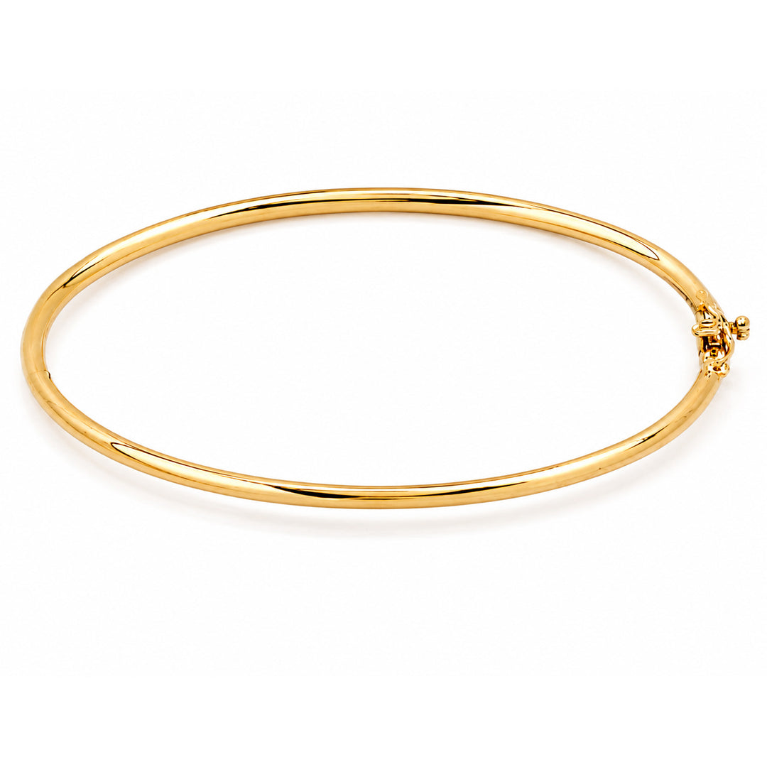 9K Yellow Gold 2.5mm Round Hinged Bangle 63mm