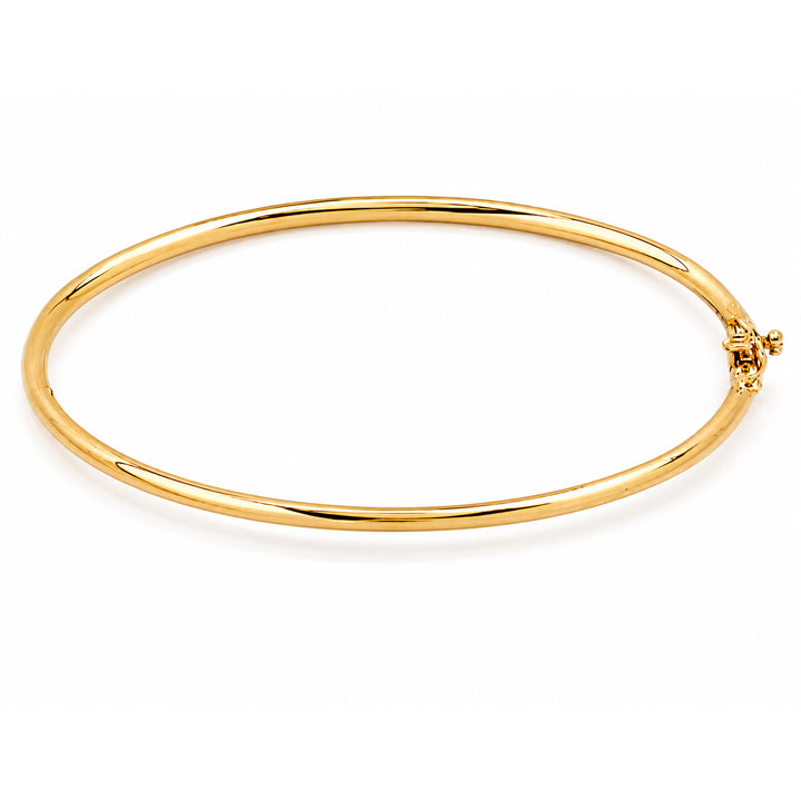 9K Yellow Gold 2.5mm Round Hinged Bangle 63mm