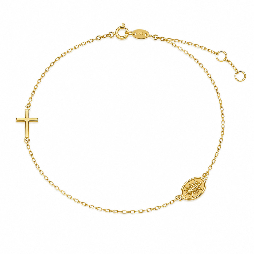 9K Yellow Gold Rosary Bracelet 17-19cm