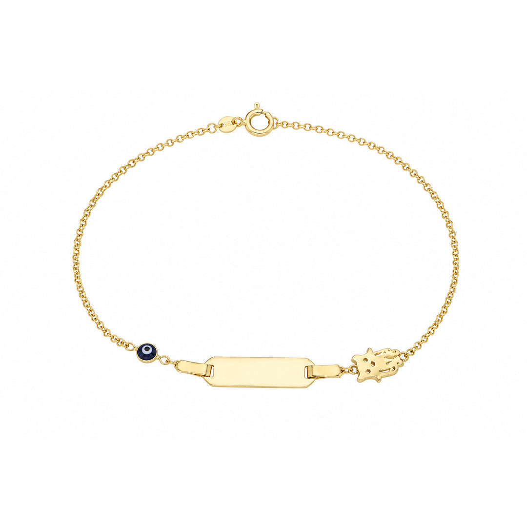 9K Yellow Gold Nazar Baby ID Bracelet 14cm