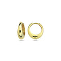 9K Yellow Gold Round Tapered Huggie Earrings 14mm