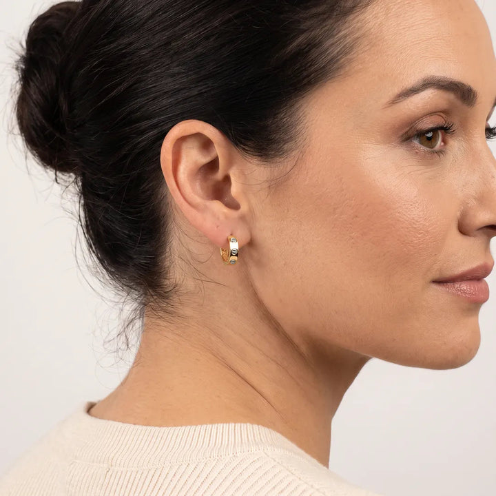 9K Yellow Gold Lock Hoop Earrings 12mm