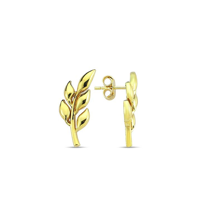 9K Yellow Gold Nature Stud Climber Earrings