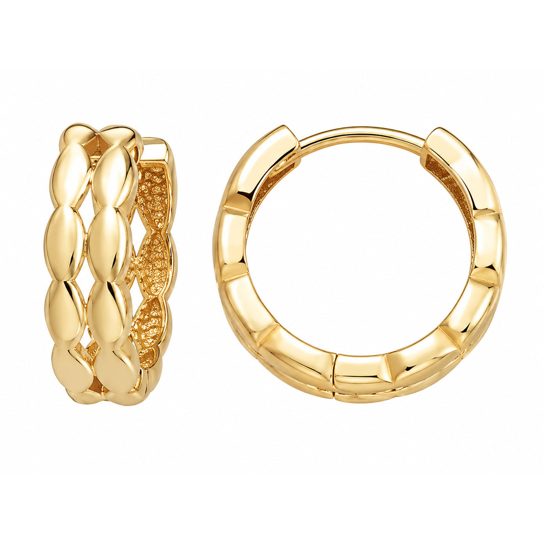 9K Yellow Gold Dble Wave Huggie Earrings