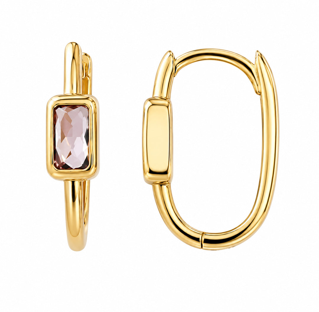 9K Yellow Gold Faceted Amethyst Huggie Earrings