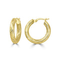9K Yellow Gold Textured Hollow Hoops 15mm | The Jewellery Boutique