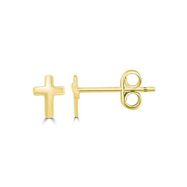 9K Yellow Gold Solid Cross Stud Earrings | The Jewellery Boutique