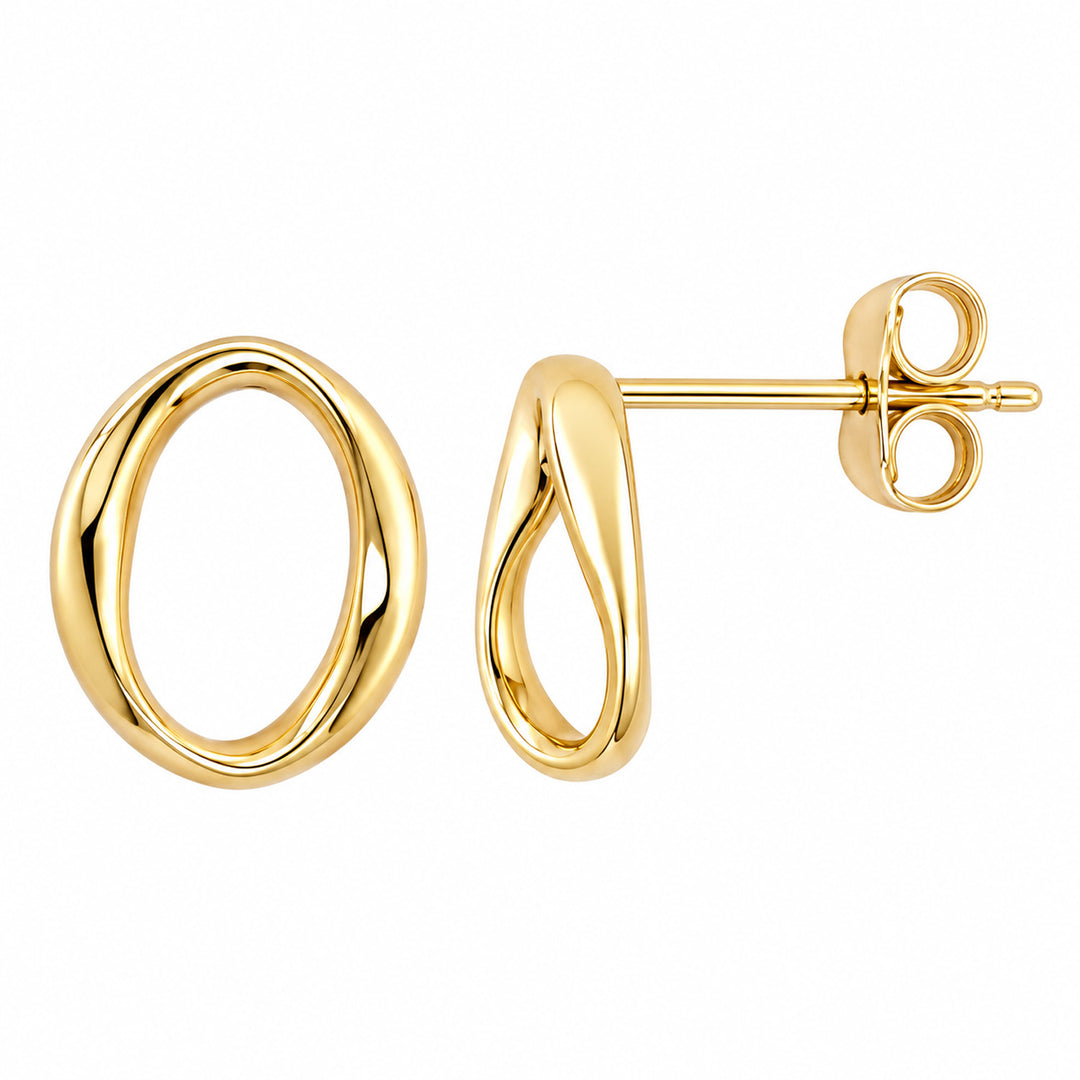 9K Yellow Gold Circle Twist Stud Earrings