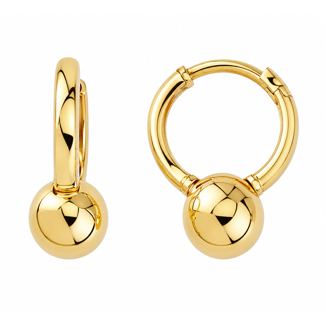 9K Yellow Gold Ball 9mm Huggie Earrings