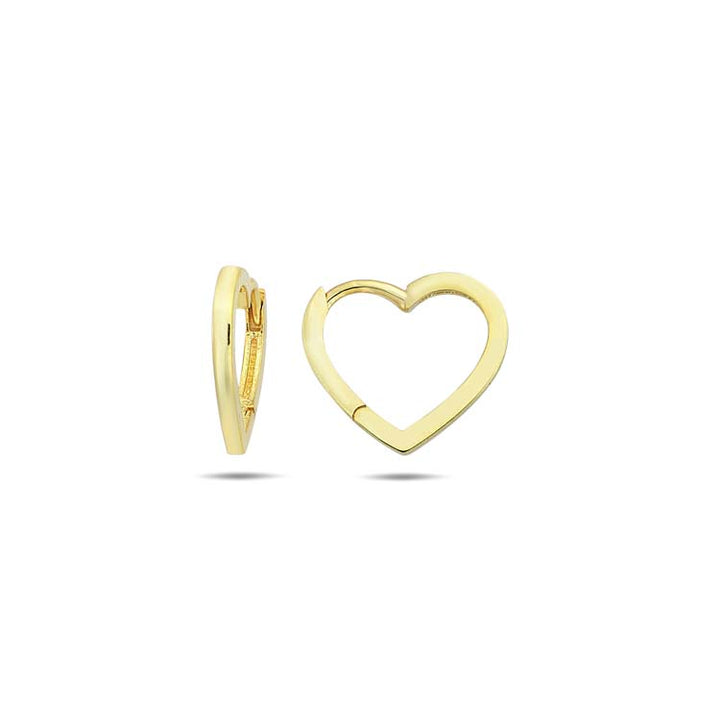 9K Yellow Gold Open Heart Hoop Earrings
